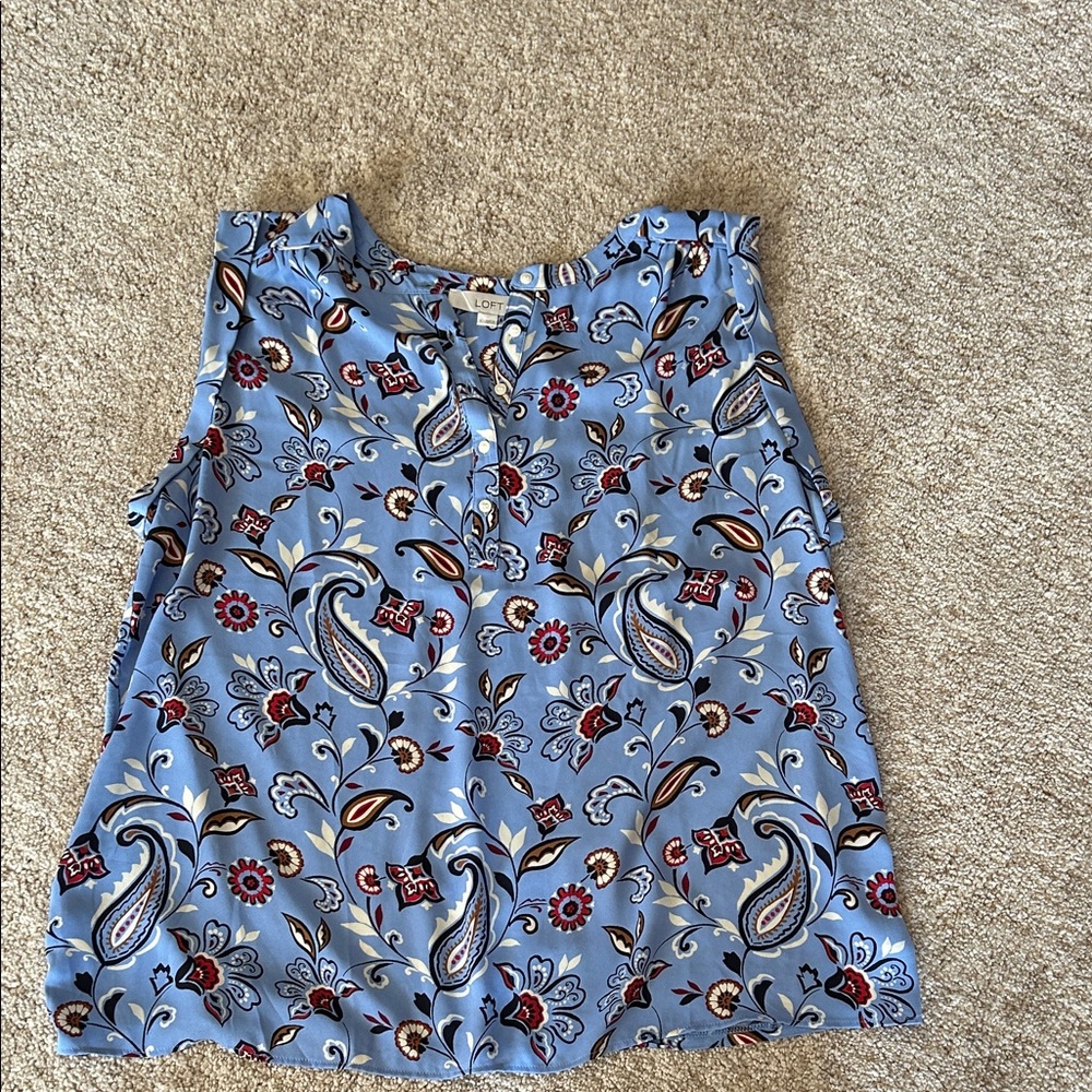 Loft Blue Paisley Sleeveless Top